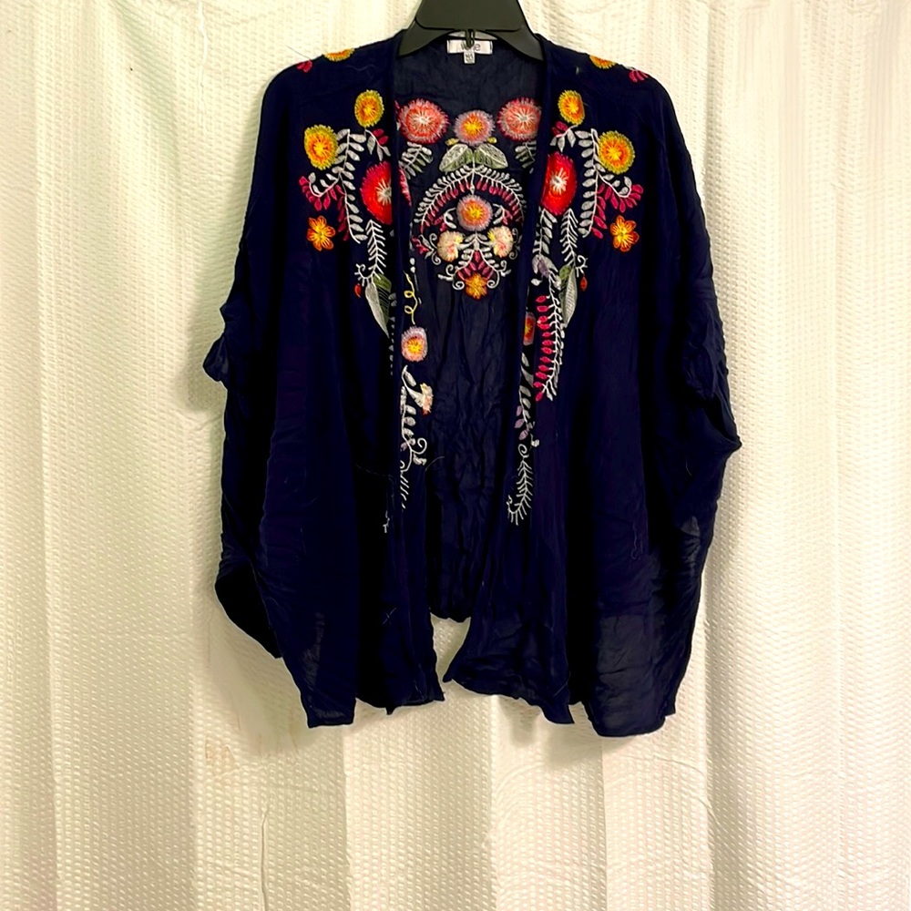 Floral stitched shrug